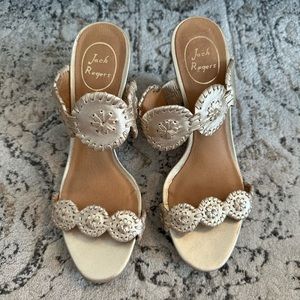 Jack Rogers platinum wedges